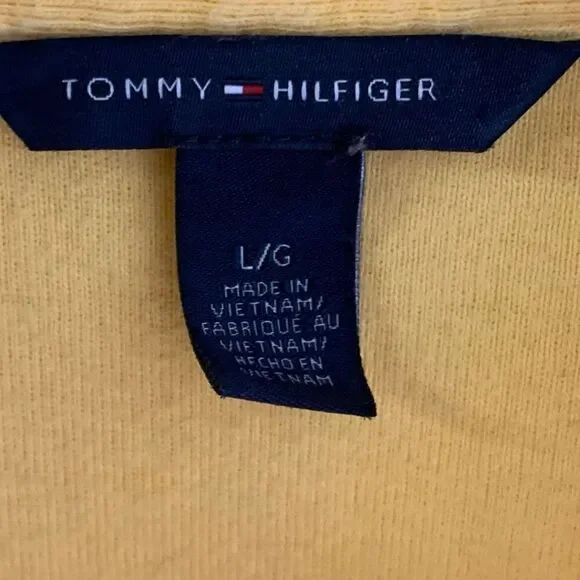 Tommy Hilfiger Womens Logo Polo Top Size L Yellow Tennis Prep Old Money Y2K Golf - Picture 7 of 15